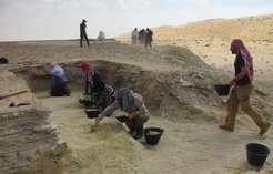 Excavations along ancient lake shorelines in Saudi Arabia. New excavations will examine past environments and assess when early human populations migrated across Arabia.