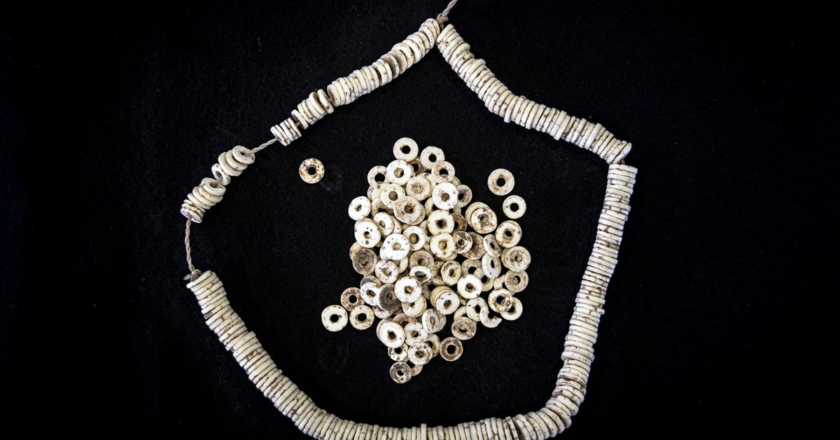 Strand of Old Ostrich Shell Beads, Kenya