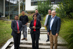 Pictured (from upper left to lower right): Noel Amano, Patrick Roberts, Dovydas Jurkenas, Mr. Ahamed Razee, Ms. Manori Unambuwe, and Mike Petraglia