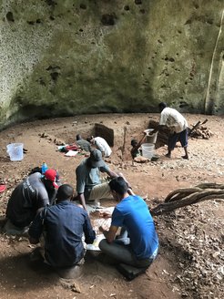 Another view of the joint Max Planck Institute for the Science of Human History and National Museums of Kenya excavations at Panga ya Saidi cave in Kenya.